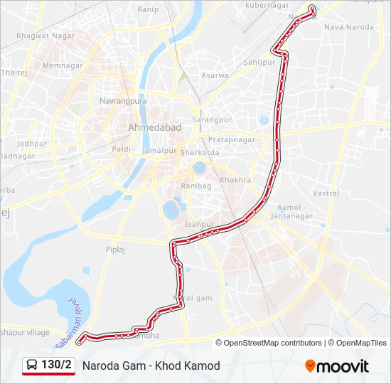 130/2 Bus Line Map