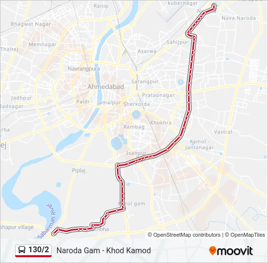 130/2 Bus Line Map