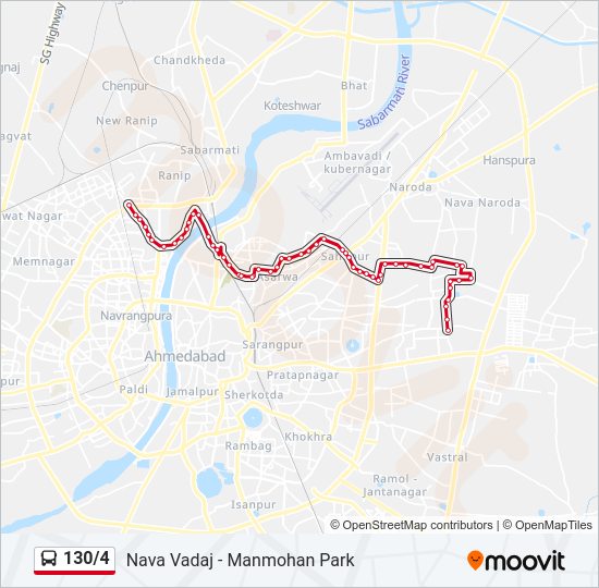 130/4 bus Line Map