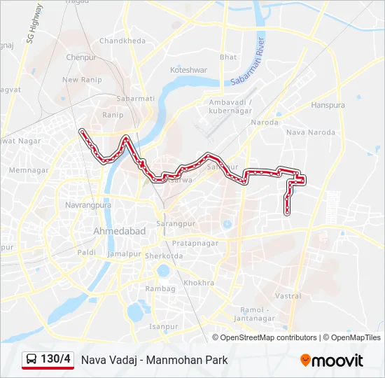 130/4 Bus Line Map