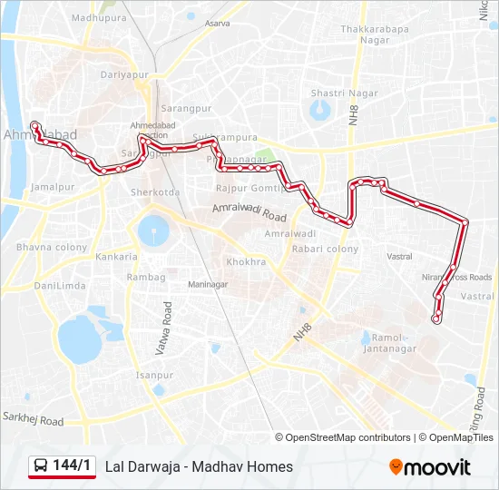 144/1 Bus Line Map