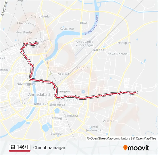 146/1 Bus Line Map