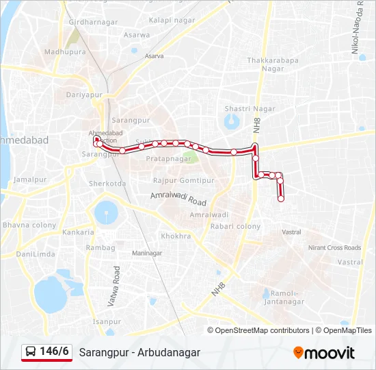 146/6 Bus Line Map