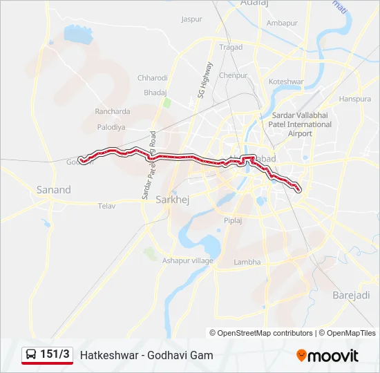 151/3 Bus Line Map
