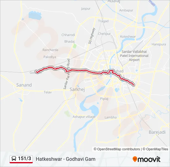 151/3 Bus Line Map