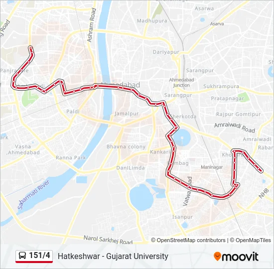 151/4 Bus Line Map