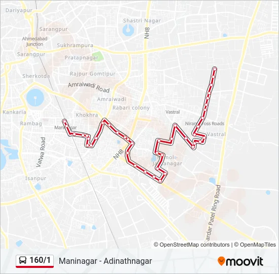 160/1 Bus Line Map
