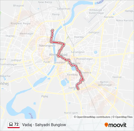 72 Bus Line Map