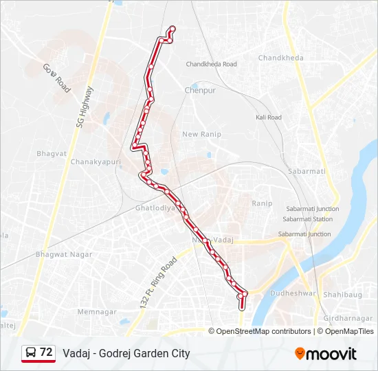 72 Bus Line Map