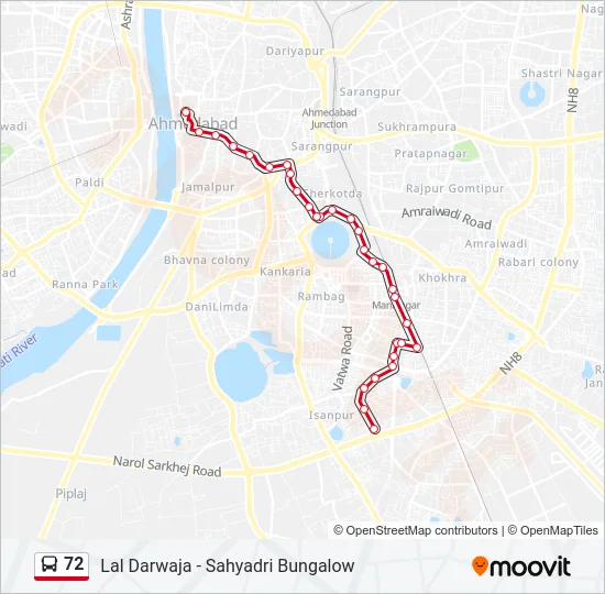 72 Bus Line Map