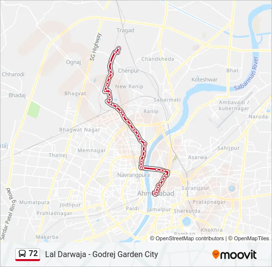 72 Bus Line Map
