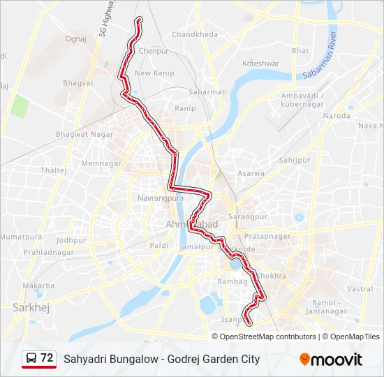 72 Bus Line Map