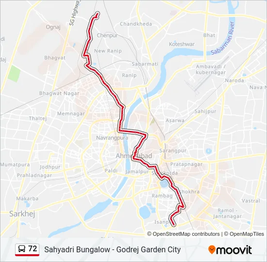 72 Bus Line Map