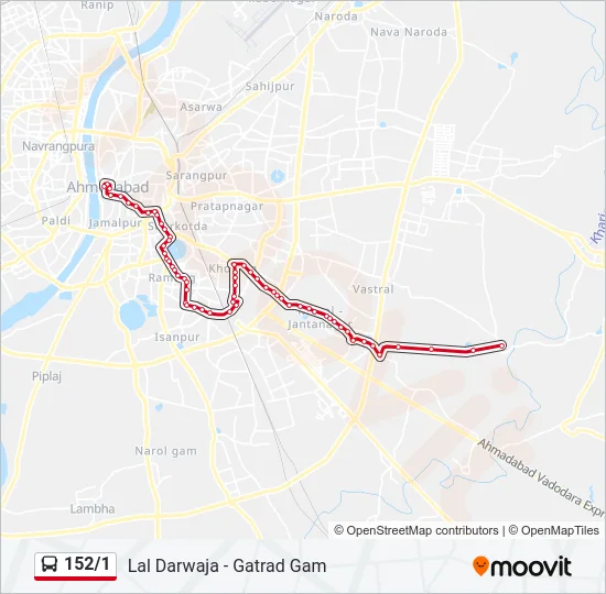 152/1 Bus Line Map