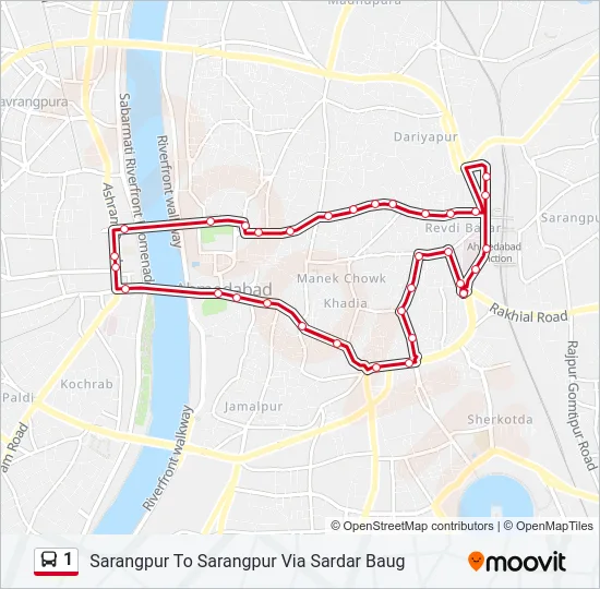 1 Bus Line Map