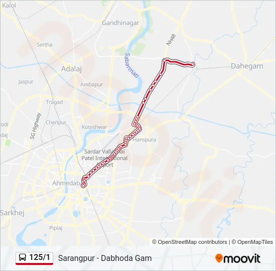 125/1 Bus Line Map