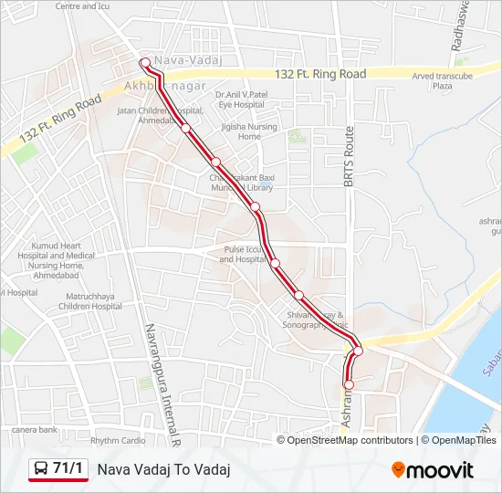 71/1 Bus Line Map