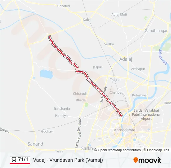 71/1 Bus Line Map