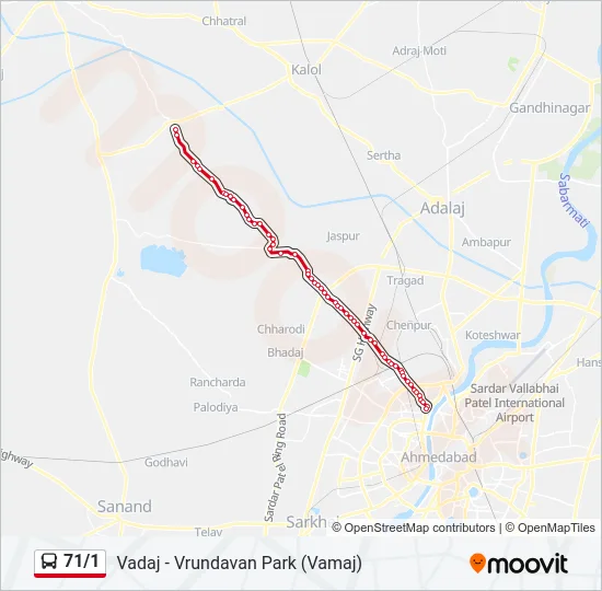 71/1 Bus Line Map
