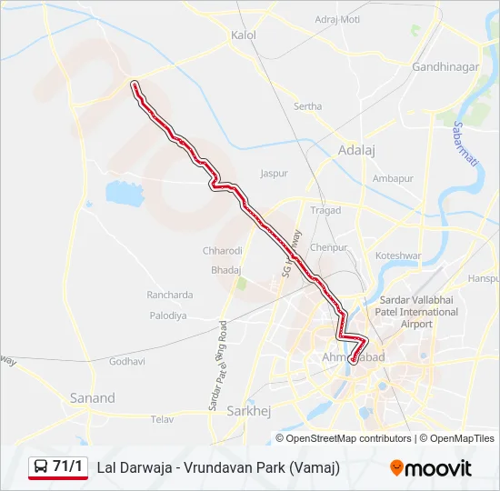71/1 Bus Line Map