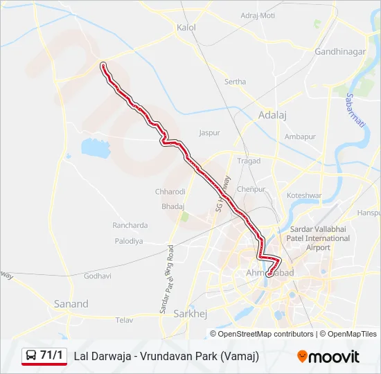71/1 Bus Line Map