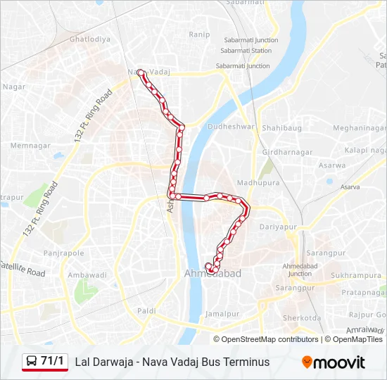 71/1 Bus Line Map