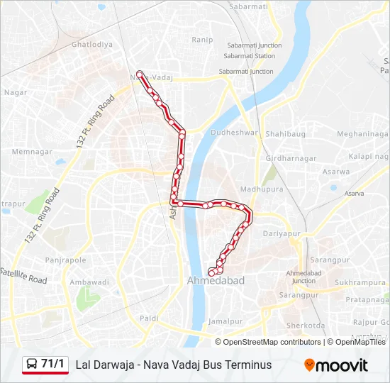 71/1 Bus Line Map