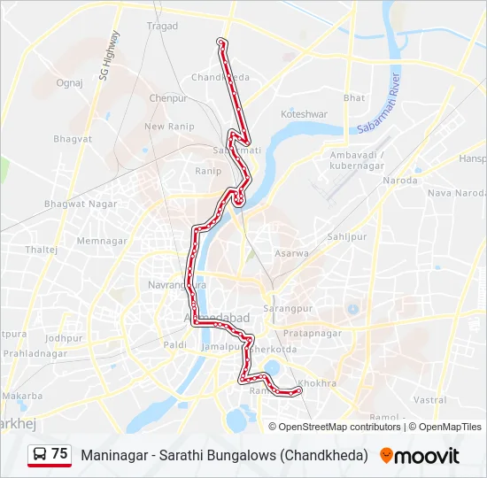 75 Bus Line Map