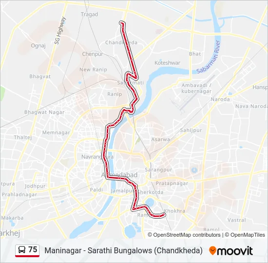 75 Bus Line Map