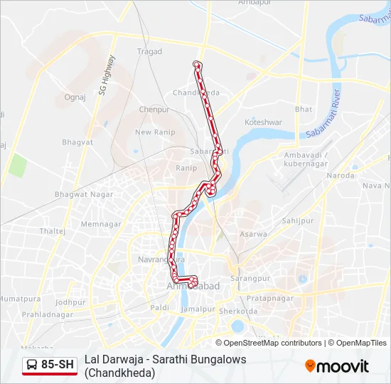 85-SH Bus Line Map