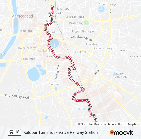18 Bus Line Map