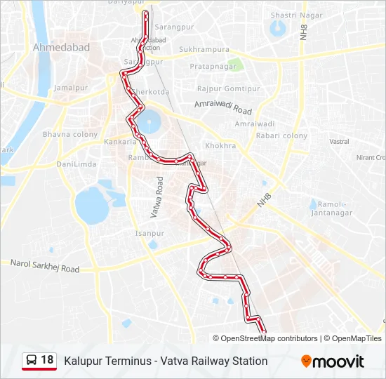 18 Bus Line Map