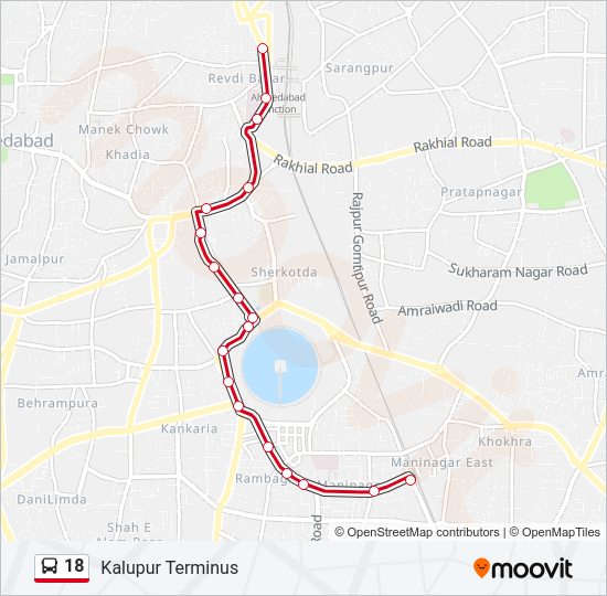 18 bus Line Map