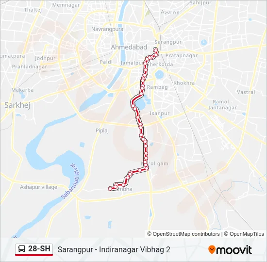 28-SH Bus Line Map