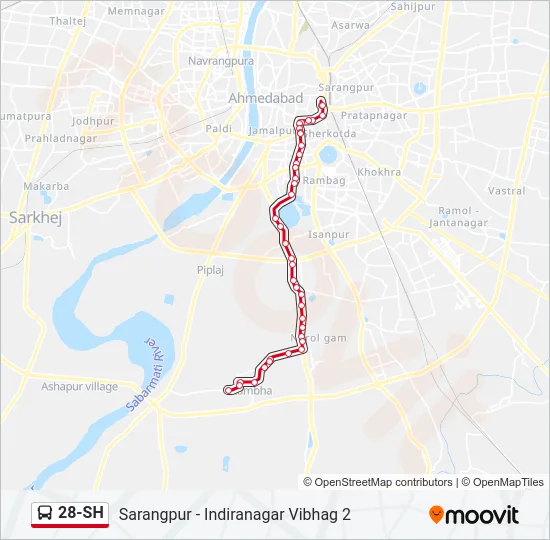 28-SH Bus Line Map