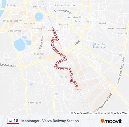 18 bus Line Map