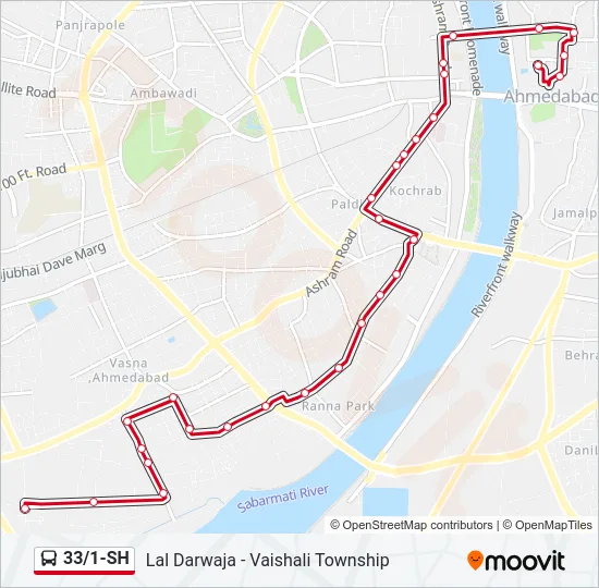 33/1-SH Bus Line Map