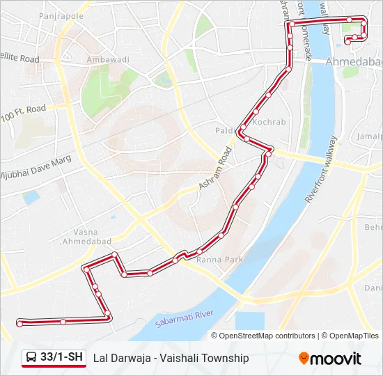 33/1-SH Bus Line Map