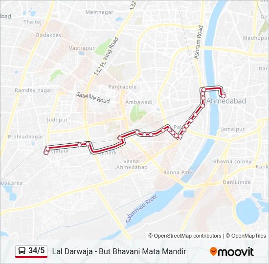 34/5 Bus Line Map