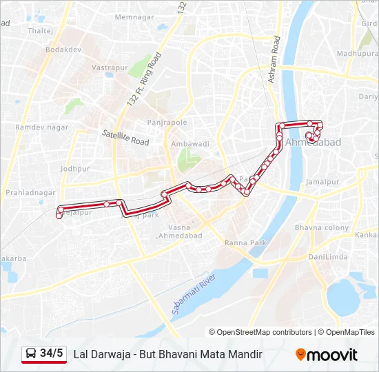 34/5 Bus Line Map