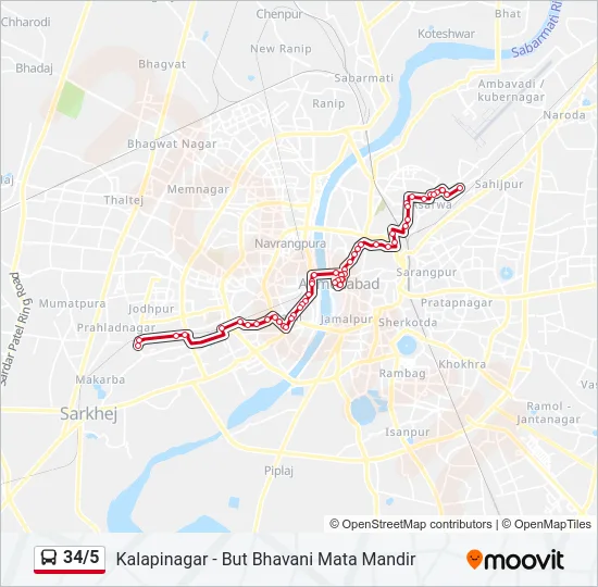34/5 Bus Line Map