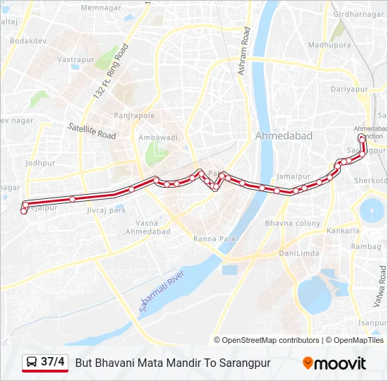 37/4 Bus Line Map
