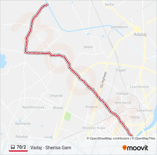 70/2 Bus Line Map