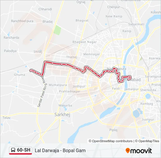 60-SH Bus Line Map
