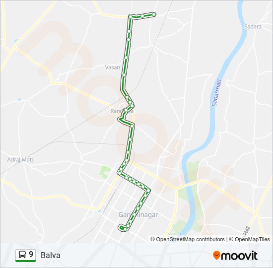 9 bus Line Map