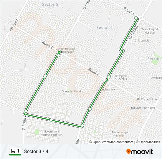 1 bus Line Map