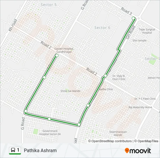 1 Bus Line Map