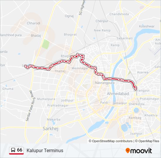 66 bus Line Map