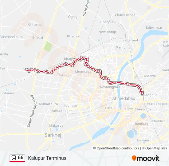 66 Bus Line Map
