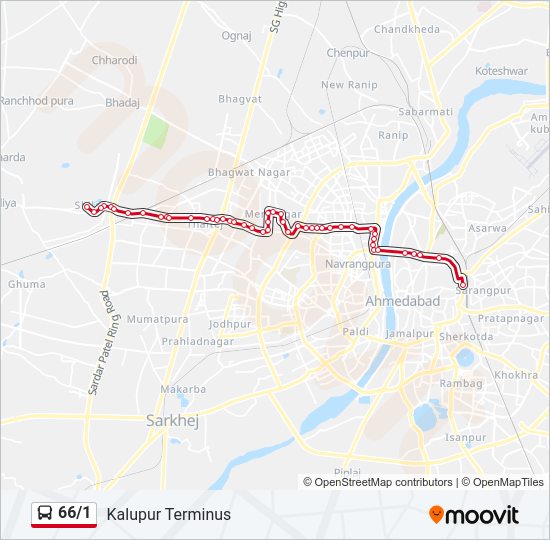 66/1 bus Line Map